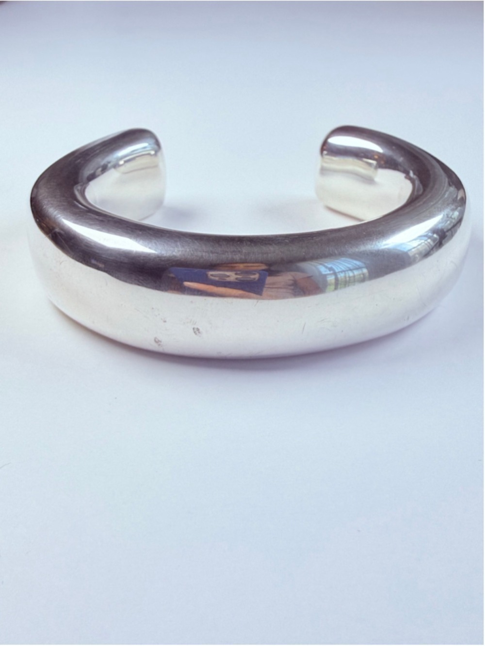 Modernist Thick Jensen Aura 925 Sterling Silver 7.5MM Bangle Cuff VTG Bracelet